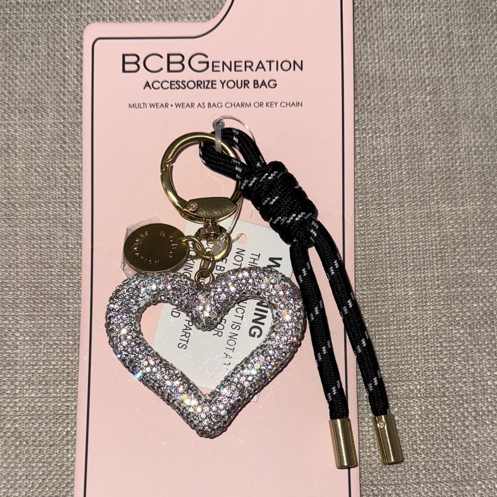 BCBGeneration Silver Heart Bag Charm with Gold Accents - Picture 2 of 3